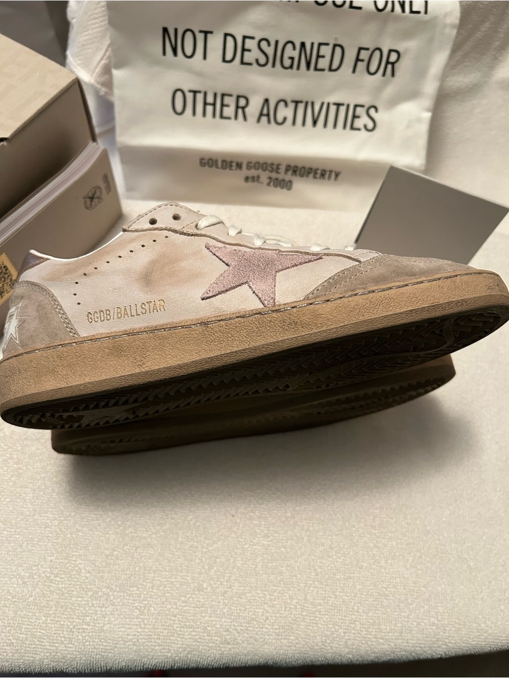 Golden Goose White Pink Gray Low-Top Sneakers